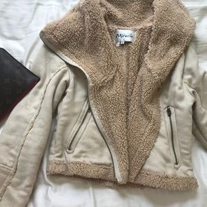 Warm stylish faux fur tan coat